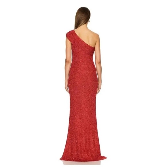 Runaway The Label Silvia Maxi Dress Red knit One-Shoulder gown Revolve NWT XL - Picture 2 of 10